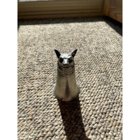 VINTAGE PEWTER ALUMINUM WOLF FOX‎ SADDLE STIRRUP CUP METAL JIGGER - Picture 3 of 7